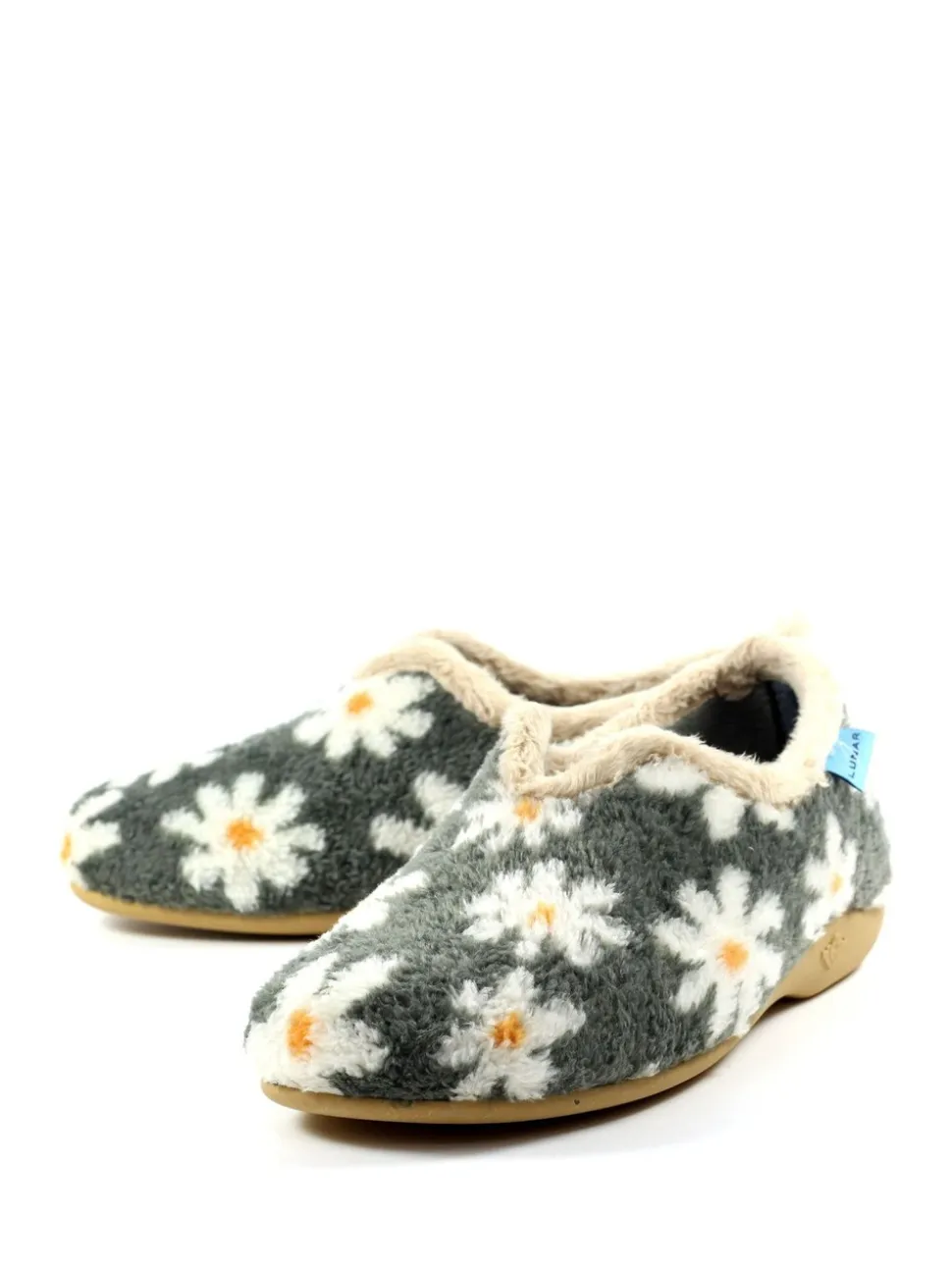Gris - Chaussons Lunar pour femme à fleurs