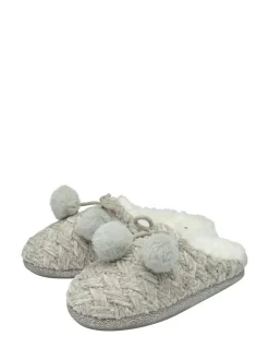 Gris - Chaussons mules Dunlop Ladies en maille à bout fermé