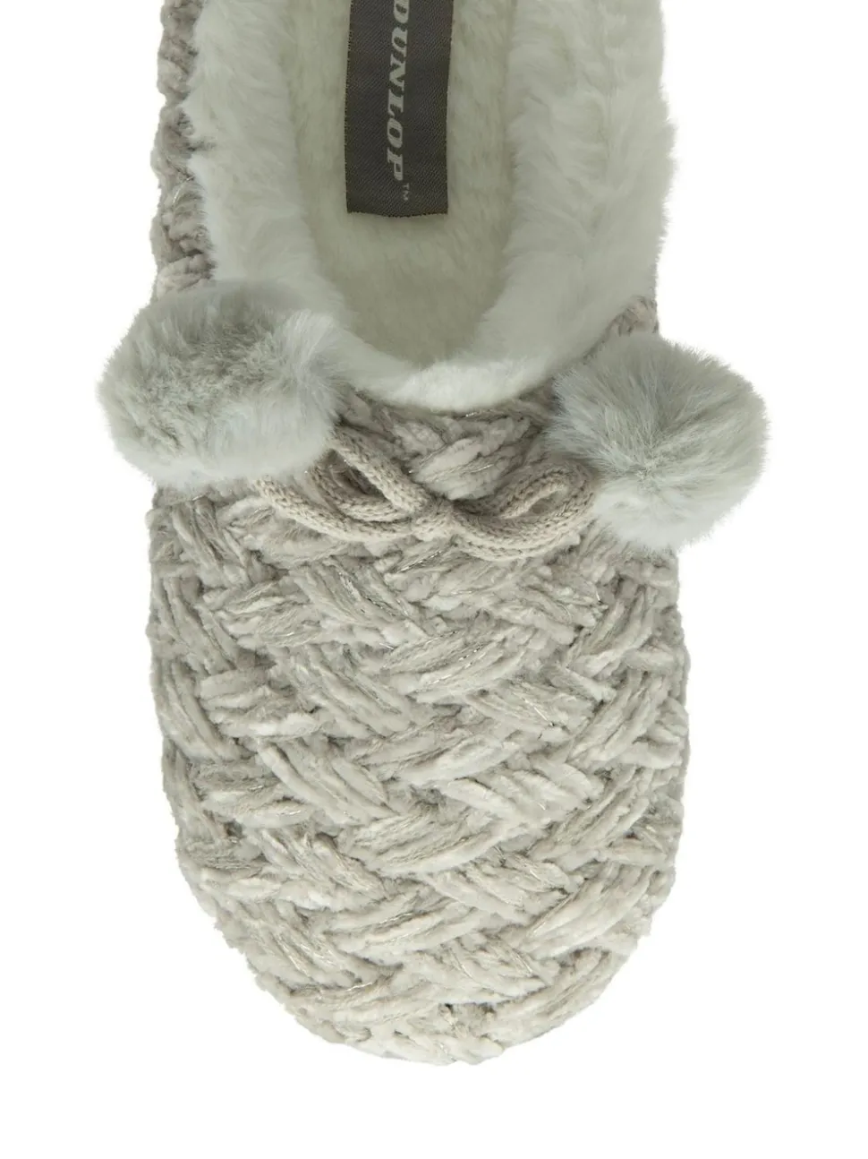 Gris - Chaussons mules Dunlop Ladies en maille à bout fermé