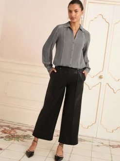Gris - Chemise Love & Roses à manches longues boutonnée