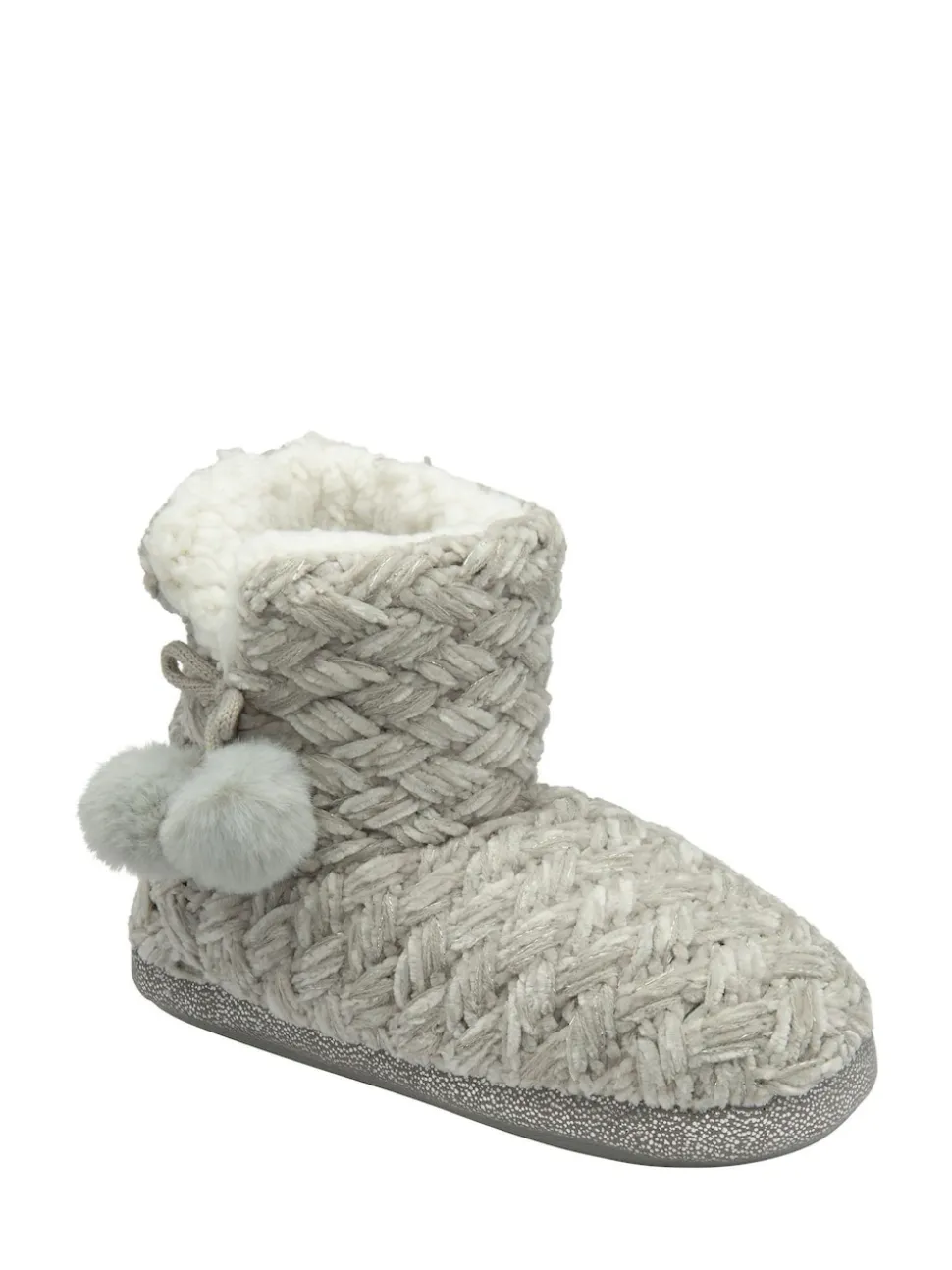 Gris - Dunlop Chaussons bottines en maille pour femme