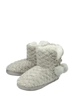 Gris - Dunlop Chaussons bottines en maille pour femme