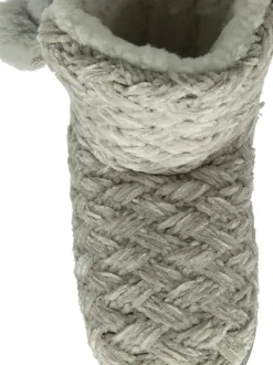 Gris - Dunlop Chaussons bottines en maille pour femme