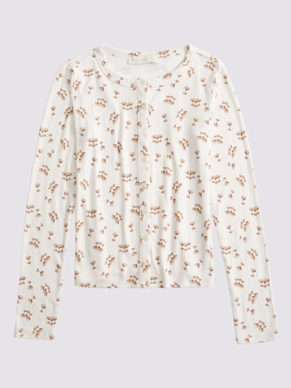 Gris - Haut de pyjama Abercrombie & Fitch en maille pointelle à manches longues