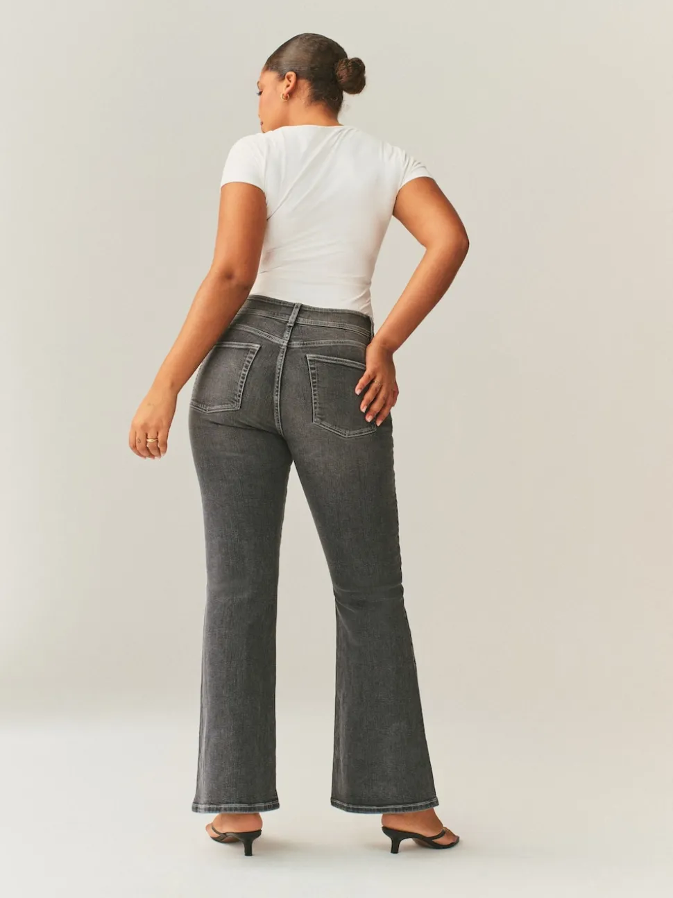 Gris - Jean évasé Extensible taille haute Hourglass