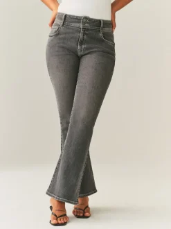 Gris - Jean évasé Extensible taille haute Hourglass
