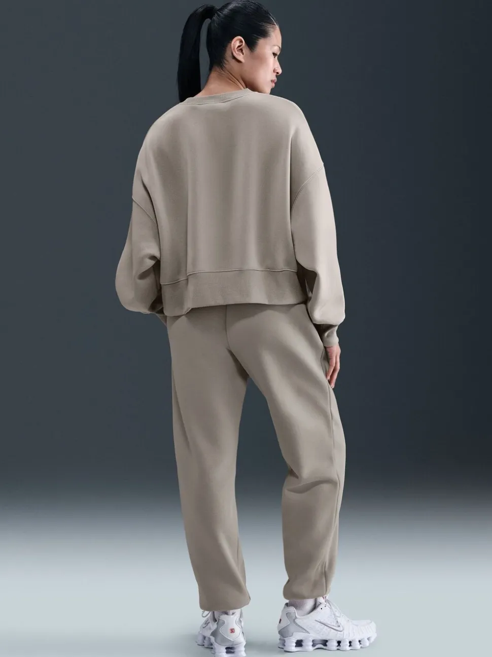 Gris - Jogging oversize en polaire Phoenix taille haute Nike