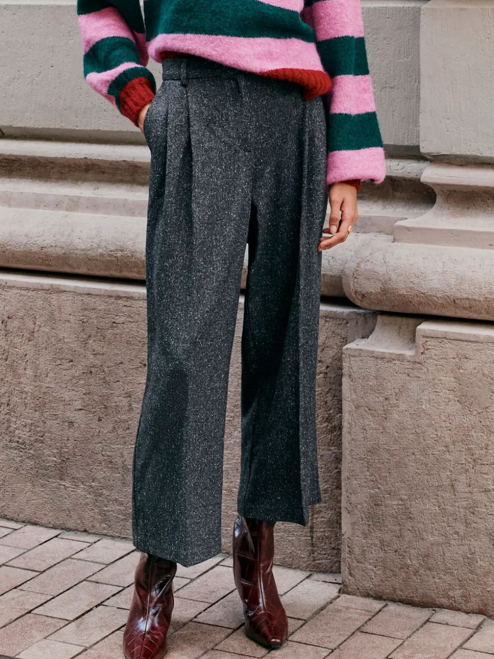 Gris - Jupe-culotte mouchetée