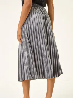 Gris - Jupes Roman Velvet plissées mi-longues