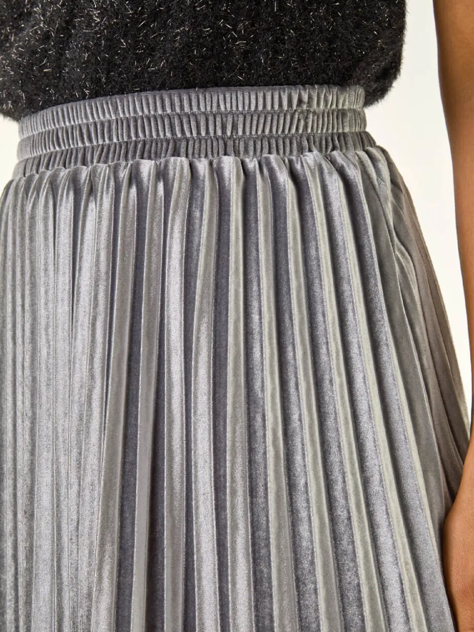 Gris - Jupes Roman Velvet plissées mi-longues