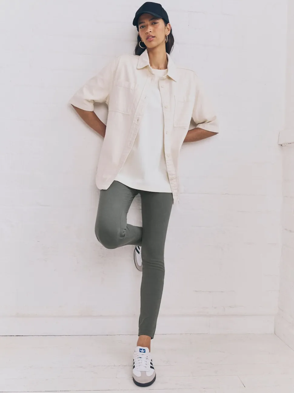 Gris - Leggings longs en denim de jersey