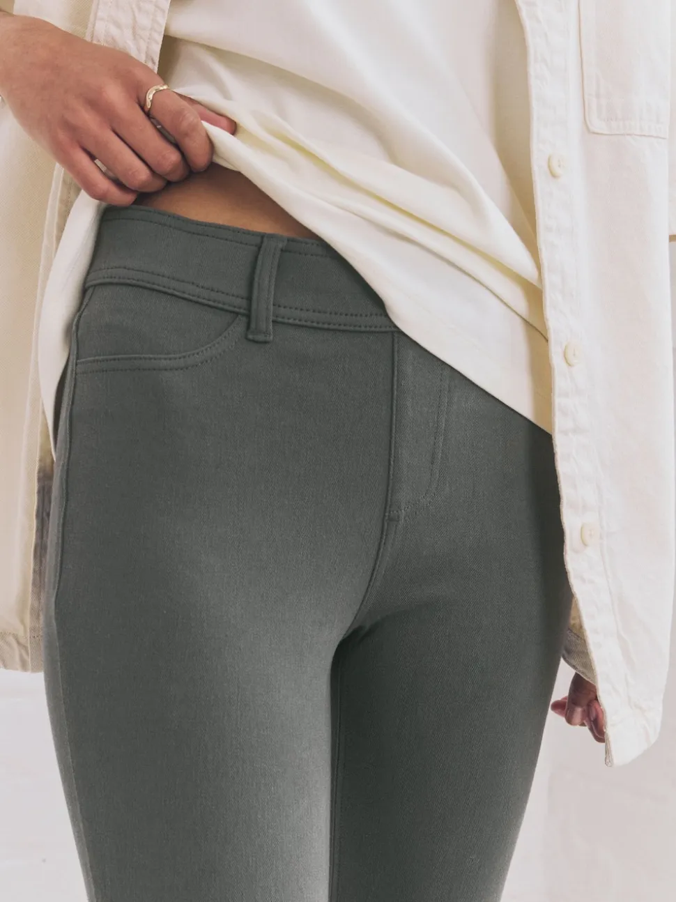 Gris - Leggings longs en denim de jersey
