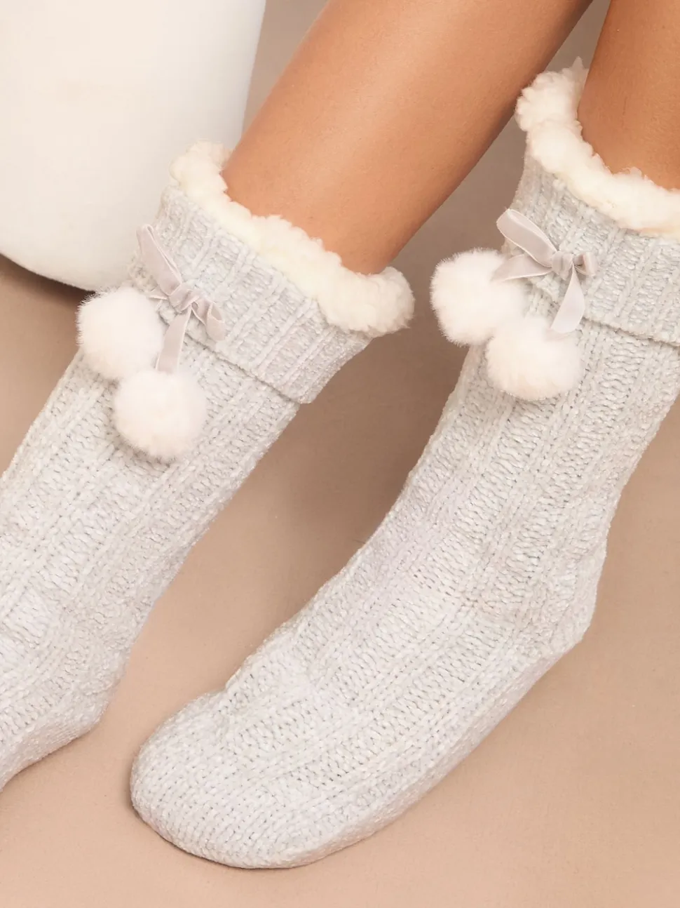 Gris - Lipsy Chaussons Chaussettes douillettes en chenille