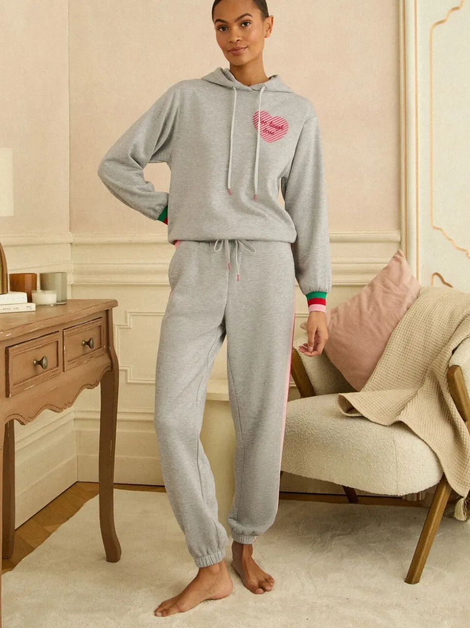 Gris à liserés arc-en-ciel - Bas Love & Roses en jersey Vêtements d'intérieur