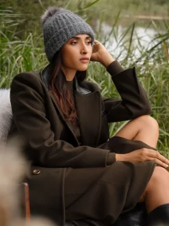 Gris - Love & Roses Chapeau à pompon confortable