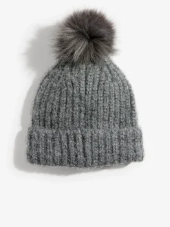 Gris - Love & Roses Chapeau à pompon confortable