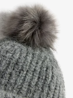 Gris - Love & Roses Chapeau à pompon confortable