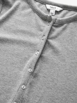 Gris - Manches longues côtelées Henleys Corps