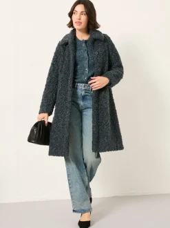 Gris - Manteau long en peluche FatFace