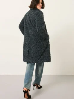 Gris - Manteau long en peluche FatFace