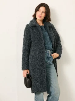 Gris - Manteau long en peluche FatFace