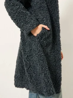 Gris - Manteau long en peluche FatFace