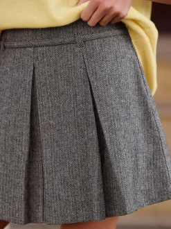 Gris - Mini-jupe kilt en laine