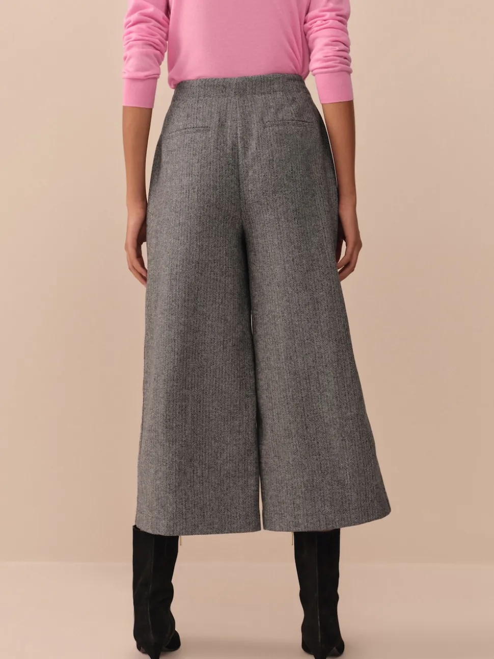 Gris - N. Premium Jupes-culottes à Chevrons avec laine