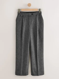 Gris - N. Premium Pantalons Plissé Jambe large en laine