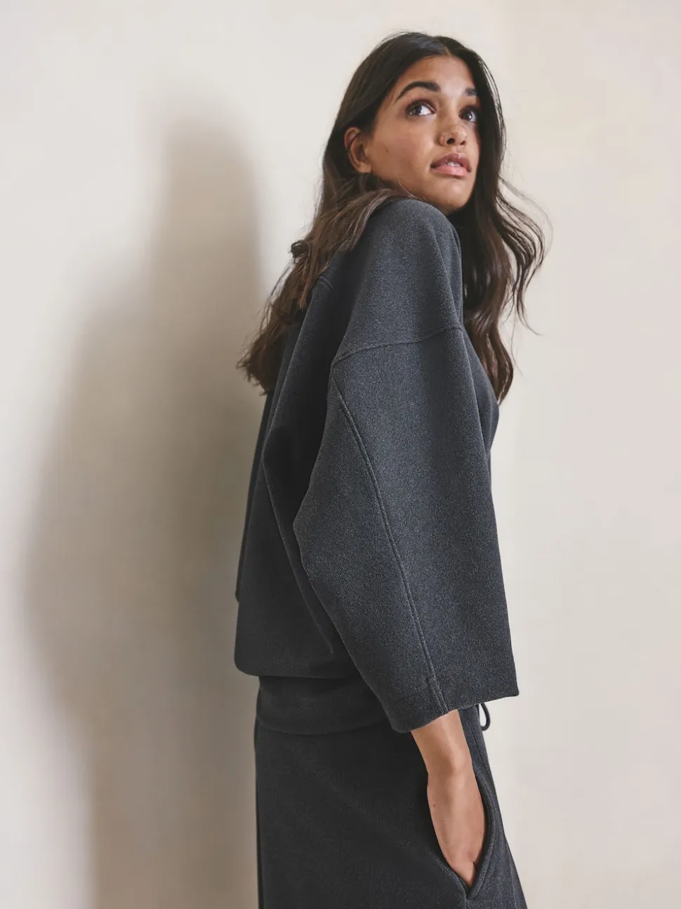 Gris - N.Premium Sweat-shirt large brossé