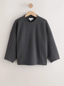 Gris - N.Premium Sweat-shirt large brossé