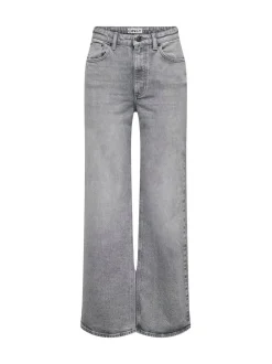 Gris - Only Taille haute Ample 100% Coton Jeans