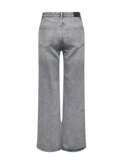 Gris - Only Taille haute Ample 100% Coton Jeans