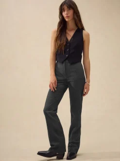 Gris - Pantalons bootcut sculptants à carreaux habillés