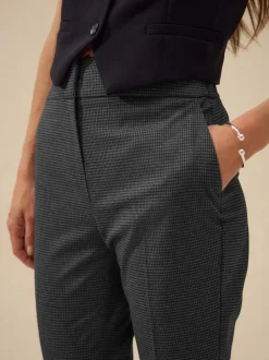Gris - Pantalons bootcut sculptants à carreaux habillés