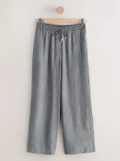 Gris - Pantalons ceinturés à jambes larges en laine