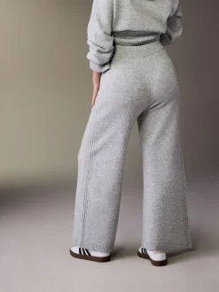 Gris - Pantalons de grossesse en maille à jambe large
