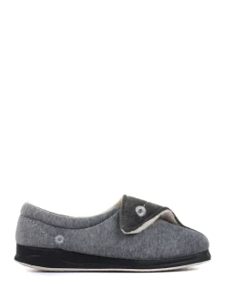 Gris - Pavers femme Chaussons entièrement à fermeture tactile avec semelle permassique