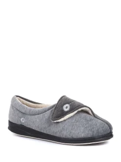 Gris - Pavers femme Chaussons entièrement à fermeture tactile avec semelle permassique