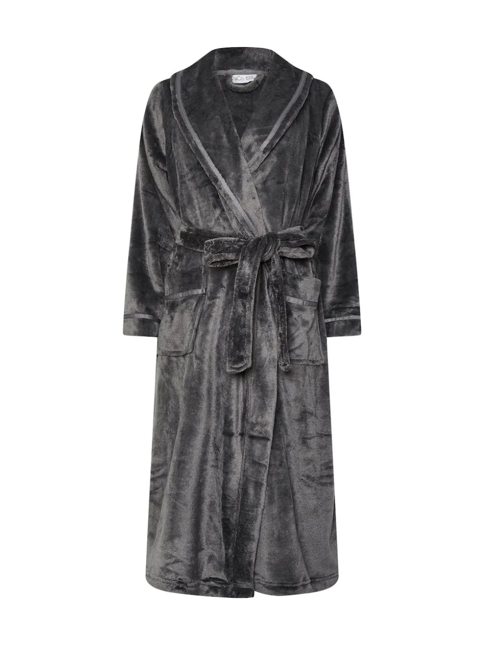 Gris - Peignoir M&Co à col châle à ruban