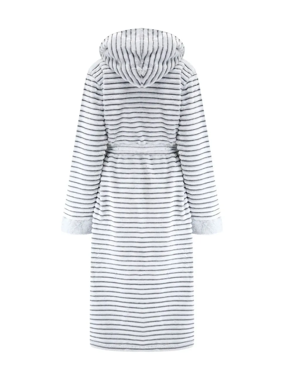 Gris - Pour Moi Robe de chambre cosy en polaire côtelée Mi-long À capuche