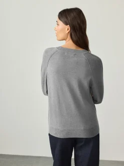 Gris - Pull col rond riche en coton au toucher doux