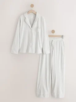 Gris - Pyjama en jersey boutonné