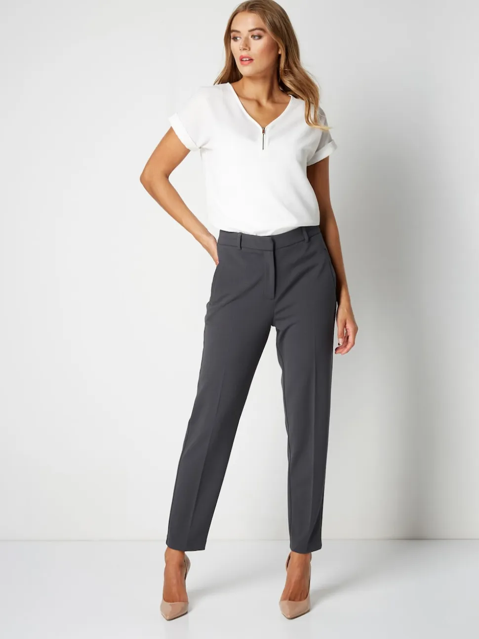 Gris - Roman Originals Coupe droite Pantalons de travail