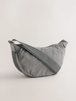 Gris - Sac à bandoulière effet velours côtelé