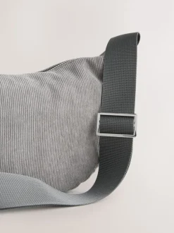 Gris - Sac à bandoulière effet velours côtelé