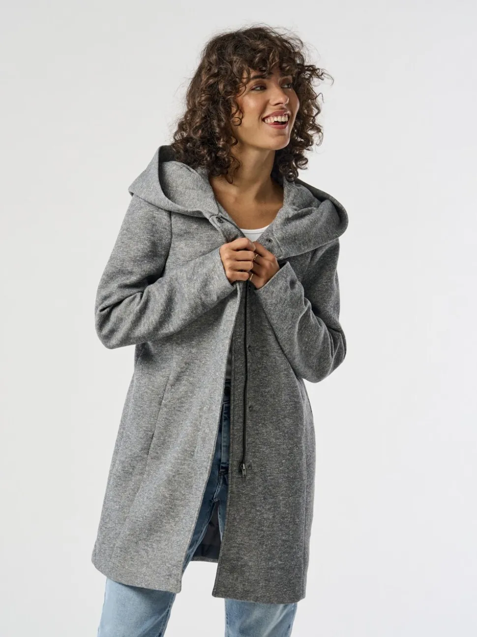 Gris - SEULEMENT Manteau intelligent à capuche