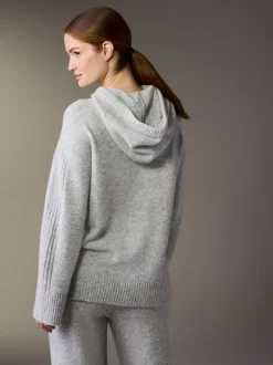 Gris - Sweat à capuche en maille de grossesse