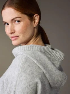 Gris - Sweat à capuche en maille de grossesse