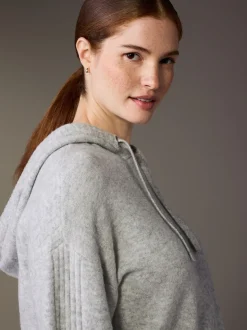 Gris - Sweat à capuche en maille de grossesse